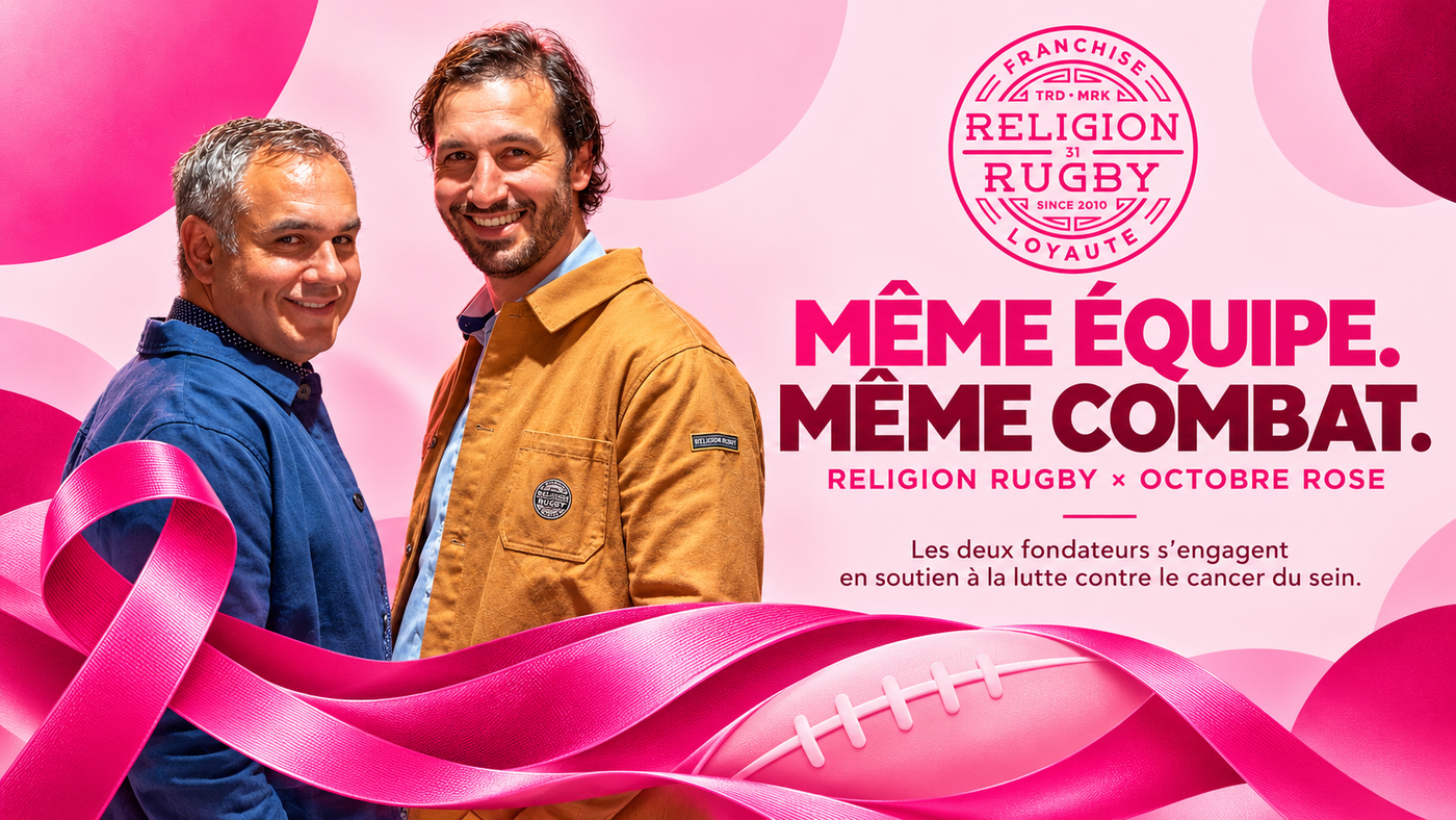 Visuel de la campagne Religion Rugby pour Octobre Rose